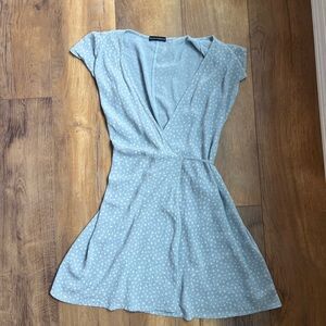 Brandy Melville Light Blue Floral Wrap-Style Mini Dress